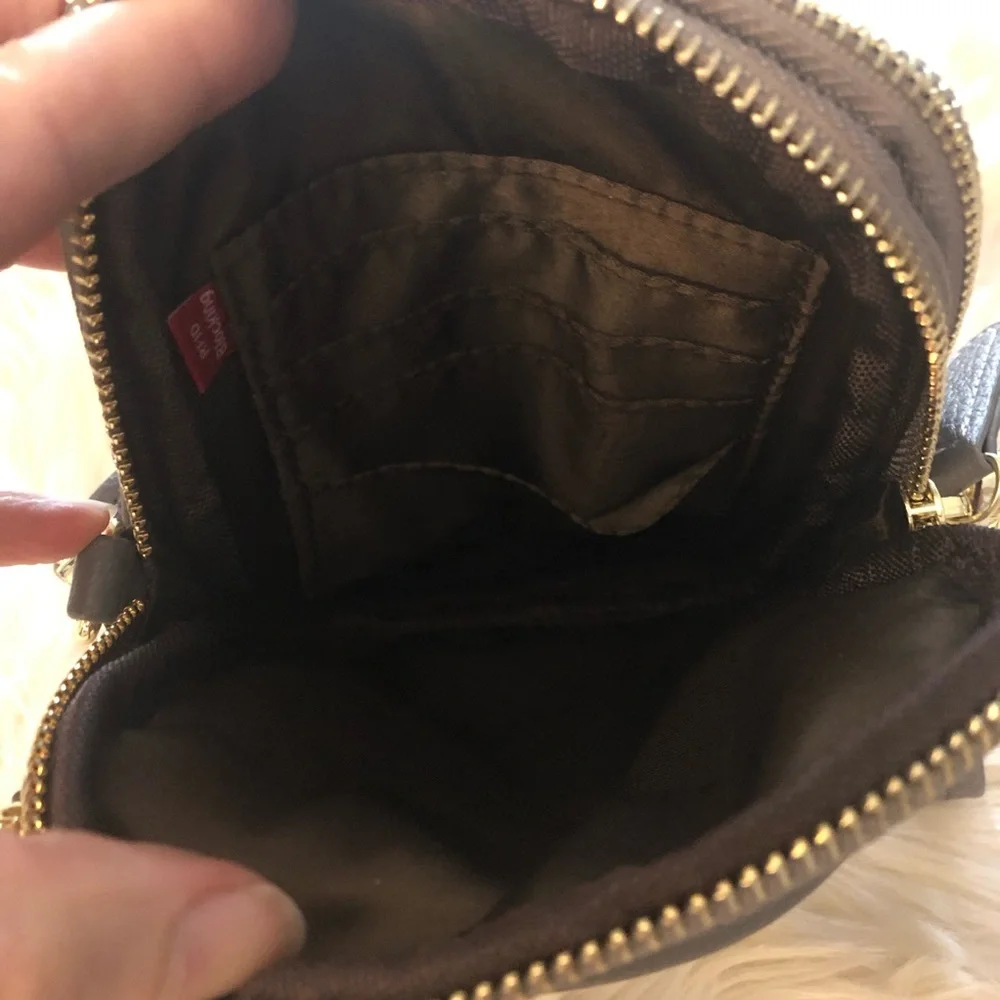 Inicat gray vegan leather triple pocket crossbody purse
